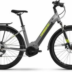 Haibike Trekking 6 Gloss Grey Neon / Ylw Vélo Trekking électrique Col De Cygne