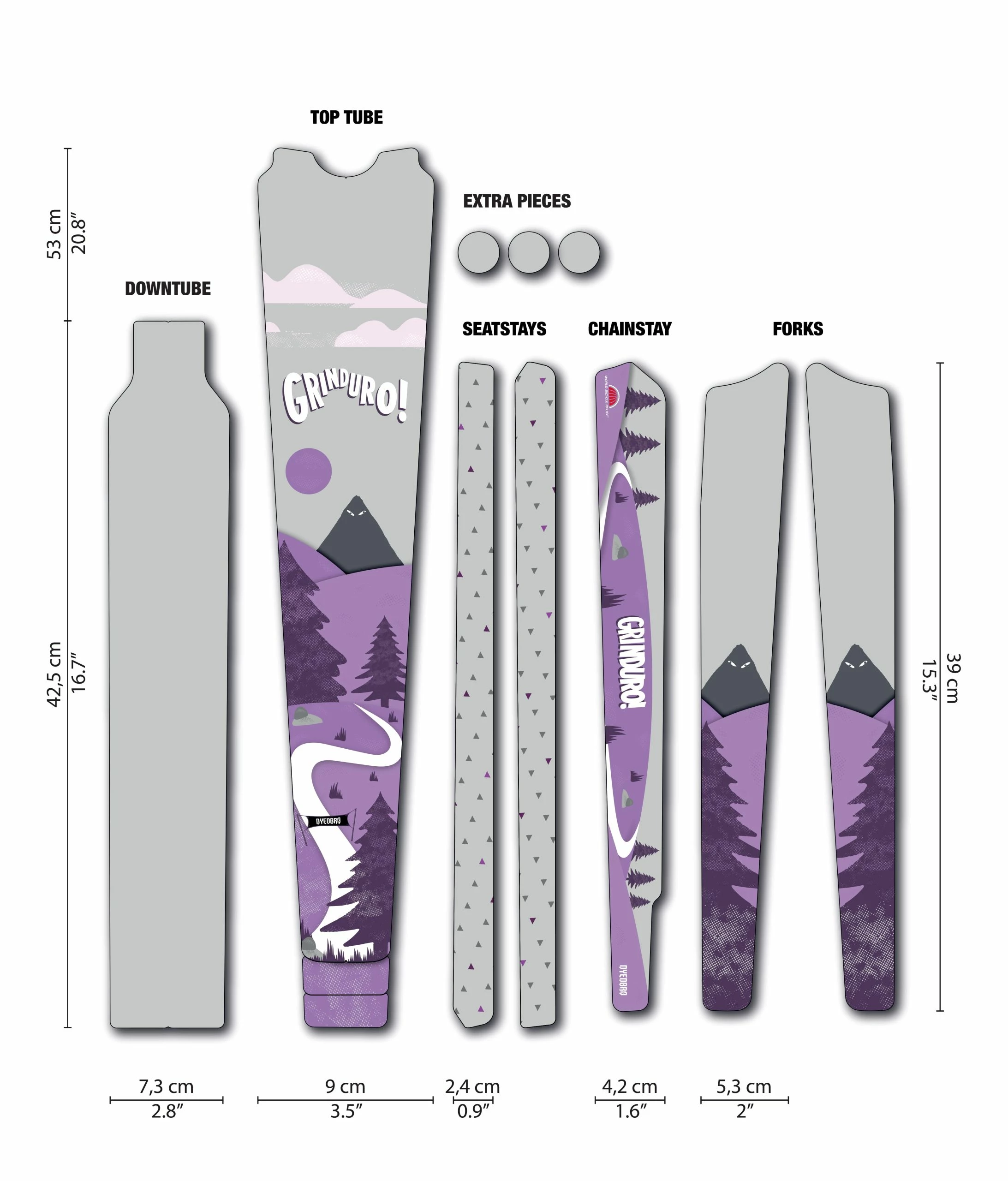 Dyedbro Kit De Protection De Cadre Gravel Grinduro - Purple Matte 3 Dyedbro Kit De Protection De Cadre Gravel Grinduro - Purple Matte