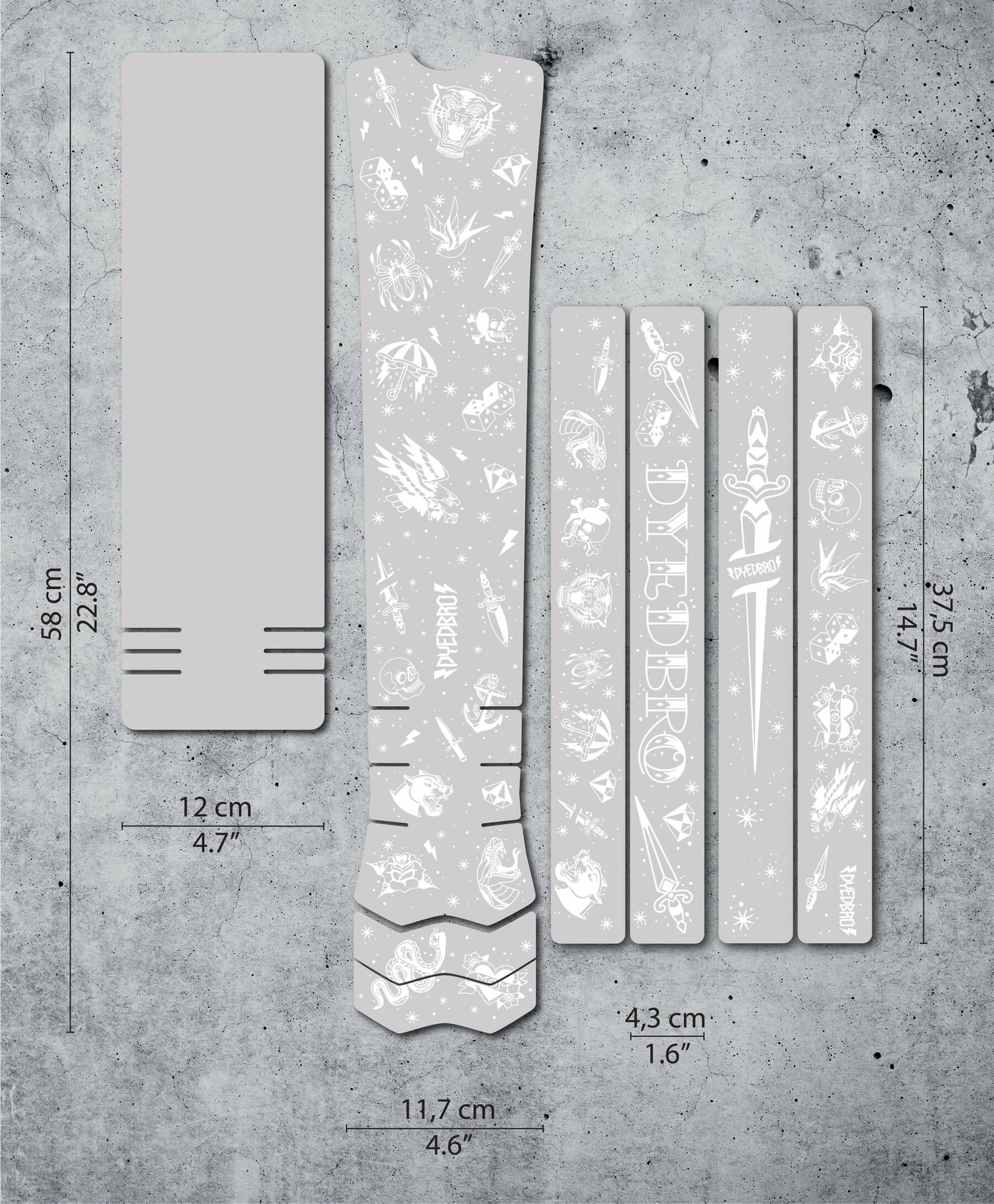 Dyedbro Kit De Protection Pour Cadre De Vélo électrique Old School Tattoo - White Matt 3 Dyedbro Kit De Protection Pour Cadre De Vélo électrique Old School Tattoo - White Matt